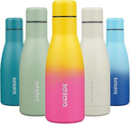 BJPKPK 12oz Water Bottles Stainless Steel Double Wall Vacuum Insulated Small Water Bottles for Travel,Rainbow