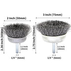 9-Piece Large Wire Brush Wheel Set - Metal Rust Removal, Polishing, Cleaning - 1/4″ (6mm) Shaft - Removes Burrs, Dust, and Paint - Handles Rough Surfaces - Rotary Tool Accessories