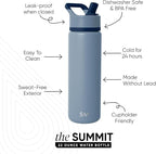 Simple Modern Water Bottle with Straw Lid | Vacuum Insulated Stainless Steel Metal | Reusable Leak Proof BPA-Free Cup for School | Summit Collection | 22oz, Blue Dune