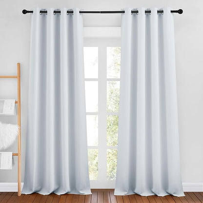 NICETOWN Greyish White Curtains 96 inches Long, Grommet Thermal Insulated by NICETOWN