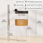 Dodoko Reusable Boba Cup and Straw Boba Tea Cup Bubble Tea Cup Reusable Iced Coffee Cup Cold Coffee Cup Smoothie Cup with Lid and Straw Smoothie Cup to go Smoothie Tumbler 24 oz - Night Black