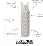 Simple Modern Water Bottle with Straw Lid Vacuum Insulated Stainless Steel Metal Cup Bottles | Reusable Leak Proof BPA-Free Flask for Gym Sports | Summit Collection | 22oz, Checkmate