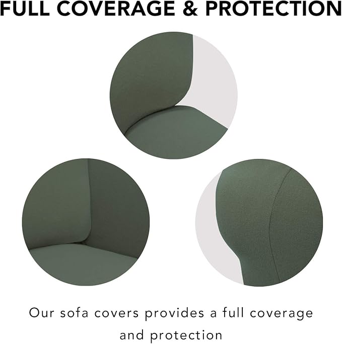 PureFit Stretch Couch Covers for Sofa Large Sofa Slipcovers Grayish Green | - Image 3