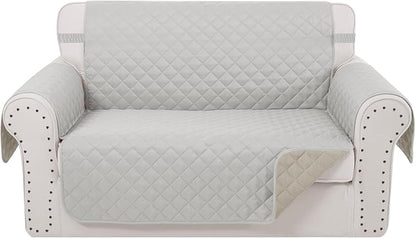 Reversible 45" Small Loveseat Sofa Covers, Light Grey/Beige | Loveseat Covers by LuxshareHome