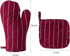 4Pcs Oven Mitts and Pot Holders, Heat Resistant Oven Mitts Set with Pothholder,Heat Resistant Microwave Gloves Safe for Baking,Cooking, BBQ (Red)