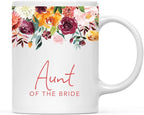 Andaz Press 11oz. Wedding Ceramic Coffee Tea Mug Gift, Fall Autumn Burgundy Orange Peach Flowers Roses Florals, Aunt of the Bride, 1-Pack, Includes Gift Box