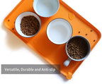 Hoki Found L Silicone Non Slip Pet Dog Cat Bowl Mats - Placemat - Feeding Mat - Waterproof - For Carpet - Orange