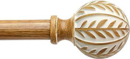 QDWIS Boho Wood Curtain Rods for Windows 48 to 84 inch, Rustic Decorative by Unknown