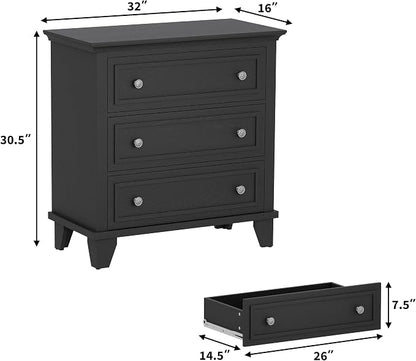 IDEALHOUSE 3 Drawer Dresser, Wooden Storage Chest of Drawers - Image 2