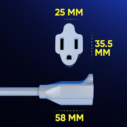 Maximm Cable 2 Feet 14Awg 360° Rotating Flat Plug Extension Cord/Wire, 3 Prong - Image 3