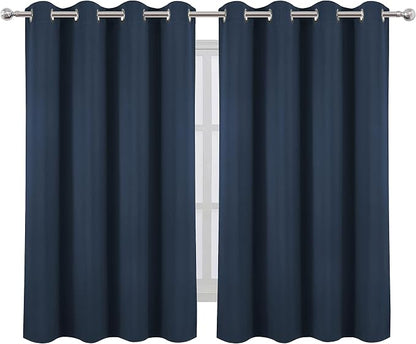 Navy Blue Thermal Blackout Curtains/52 x 54 Inch/Set of 2 Panels Room Darkening - Image 2