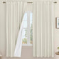 Ivory 100% Blackout Linen Curtains 72 Inch by LAMIT