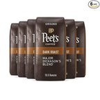 Peet's Coffee, Dark Roast Ground Coffee - Major Dickason's Blend 63 Ounces (6 Bags of 10.5 Ounces)