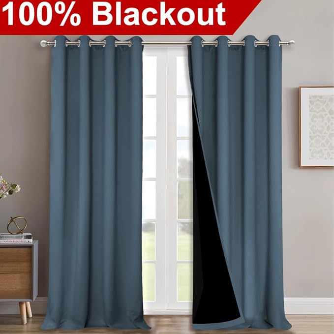NICETOWN Full Shading Curtains 90 inches Long 2 Panels Set - Image 2
