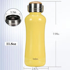 YOHKOH Mini Insulated Water Bottle With Bamboo Lid - 11.8oz Small Vacuum Insulated Water Bottle for Women Kids, 12 Hrs Hot & 24 Hrs Cold Stainless Steel Thermos Leak-Proof BPA-Free (11.8oz,Yellow)