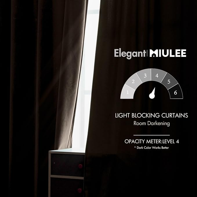 MIULEE Velvet Curtains 52x90 inches Chocolate Brown Blackout Curtains | Luxury - Image 5