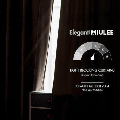 MIULEE Velvet Curtains 52x90 inches Chocolate Brown Blackout Curtains | Luxury - Image 5