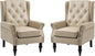 Mid-Century High Wingback Chair Set of 2, Faux Leather Accent Chair Armchair by Lin-Utrend