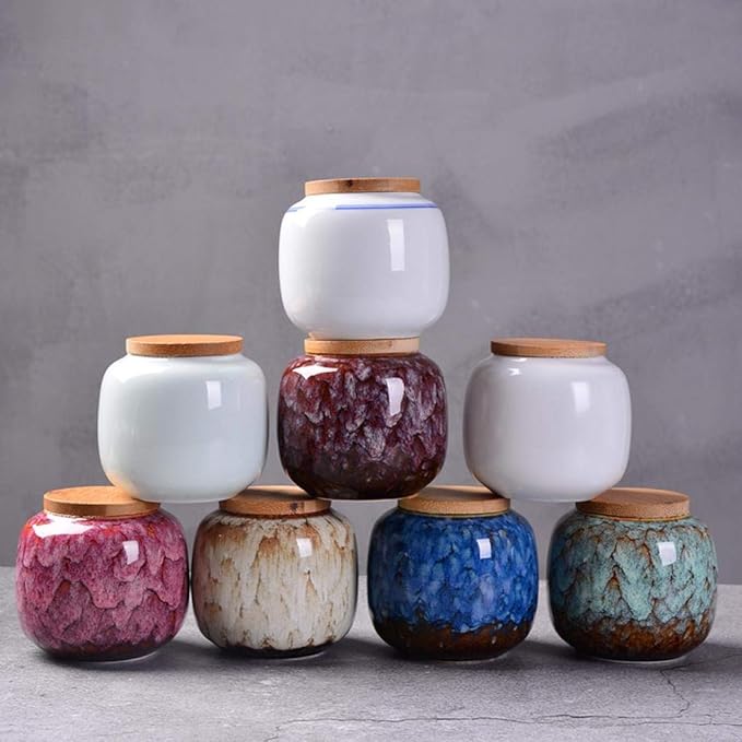 Ceramic Storage Jars, Exquisite Glaze Food Canisters for Kitchen Spice Storage,Tea Caddy Storage,Coffee Jar,Condiment Jar with Seald Lid (Rogue red carmine)