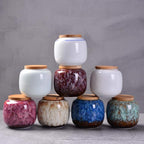 Ceramic Storage Jars, Exquisite Glaze Food Canisters for Kitchen Spice Storage,Tea Caddy Storage,Coffee Jar,Condiment Jar with Seald Lid (Khaki)