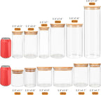 Glass Food Storage Containers Jars with Airtight Bamboo Lid 16 oz 9 pcs, 490 ml Pantry Organization Jar, Glass Terrarium with Lid, Spice, Flour and Sugar Container, Canister Set for Kitchen Counter