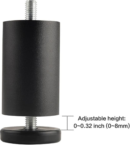 4-Pack 3 Inch Black Furniture Cabinet Metal Cylinder Risers Legs M8 Screw in - Image 3
