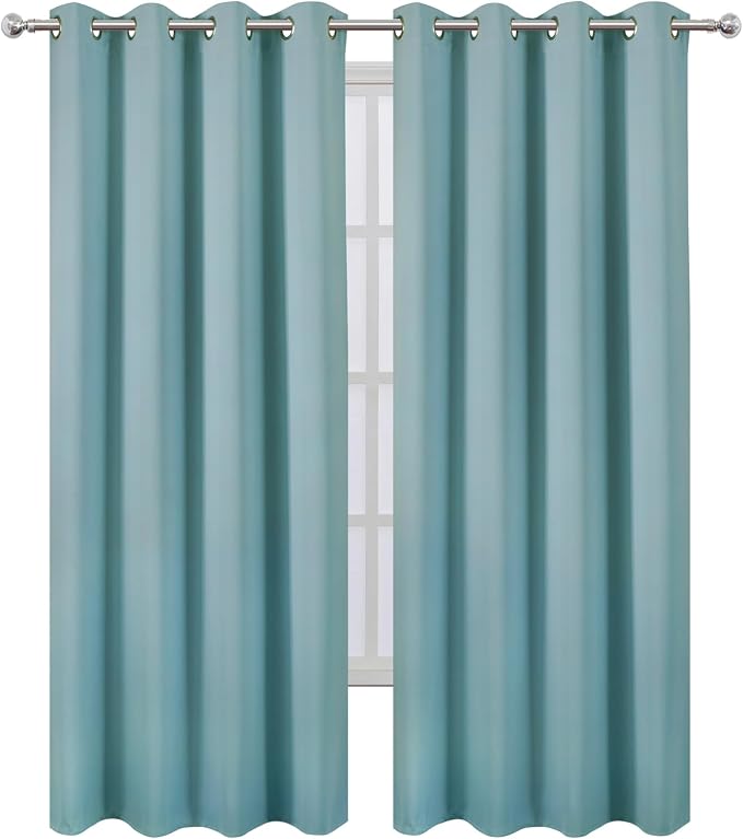 Blackout Curtains 66 x 95 inch/Stone Blue Curtains Set of 2 Panels/Thermal - Image 2