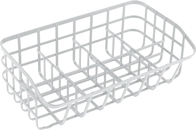 Tea Bag Organizer Caddy - Metal Tea Box Storage Holder for Cups, Pods, Packets, Condiment Accessories - White