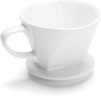 Pour Over Coffee Maker, Single White Ceramic Pour Over with 3 Holes, Medium Coffee Dripper for Shop, Home, Office and Bar