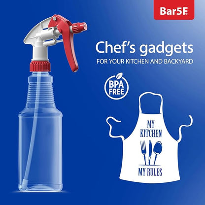 Bar5F Empty Plastic Spray Bottles 16-Ounce BPA-Free Food Grade Crystal Clear M-Series Fully Adjustable Sprayer (not for oil), 2-Pack