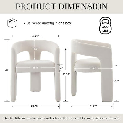 Modern Chenille Barrel Dining Chair Upholstered Fabric Dining Room Chair - Image 2