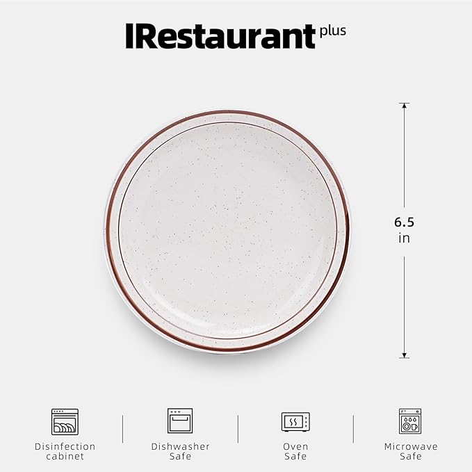 Stoneware Narrow Rim Brown Speckle, Plate 6.5", Case of 36