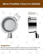 58mm Bottomless Portafilter For Gaggia, 2 Ears Slim Naked Portafilter Fits Gaggia Espresso Coffee Machines with Stainless Steel Head and 18g Filter Basket and Puck Screen - Rosewood Handle