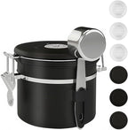 ShanSon Coffee Canister Airtight Coffee Container Stainless Steel Coffee Bean Storage Container with Scoop Coffee Canister for Beans Grounds Sugar Flour Tea Cereal,11OZ, Black