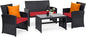 Tangkula Patio Wicker Conversation Furniture Set, Patiojoy Sofa & Table Set w/4 by TANGKULA