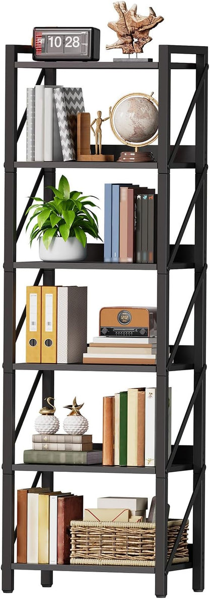 HOOBRO Bookshelf, 6-Tier Industrial Bookcase, Book Shelf Storage Organizer by HOOBRO