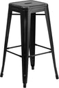 Flash Furniture Kai Commercial Grade 30" High Backless Distressed Black Metal by FlashFurniture