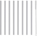 Cocktail Straws Short Stainless Steel Straw 6 Inch, Reusable Metal Small Mini Bar Drinking Straws Set with Cleaner Brush for Cocktails Rock Gin Glass Coffee Mason Jar Tumblers Juice Box, Silver 8 Pcs