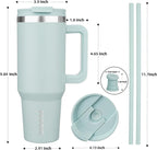 BJPKPK 40 oz Insulated Tumbler With Lid And Straw Stainless Steel Tumblers Cup With Handle For Women And Men,Blue Haze