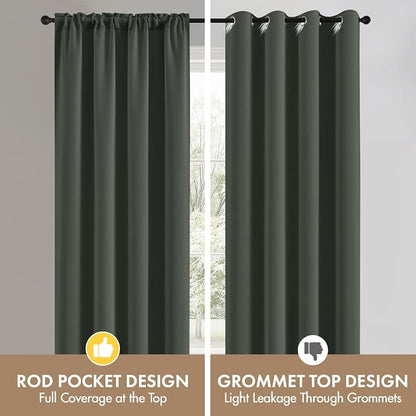 MIULEE Set of 4 Short Bedroom Blackout Curtains 54 Inch Long Dark Mallard | - Image 7