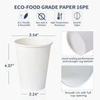 Turbo Bee 12 oz Disposable Paper Cups,270 Pack Paper Coffee Cups,Disposable Hot Drinking Cups