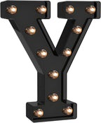 Foaky Black LED Letter Lights for Room Decor - Bedroom Wall Decor, Alphabet Lights for Home, Wedding, Party - Battery Operated （Y）