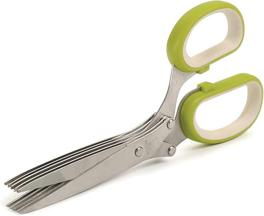 RSVP International Kitchen Tool Collection Herb Scissors with Protective Cover/Blade Cleaner, Dishwasher Safe, 7.75x3.25"