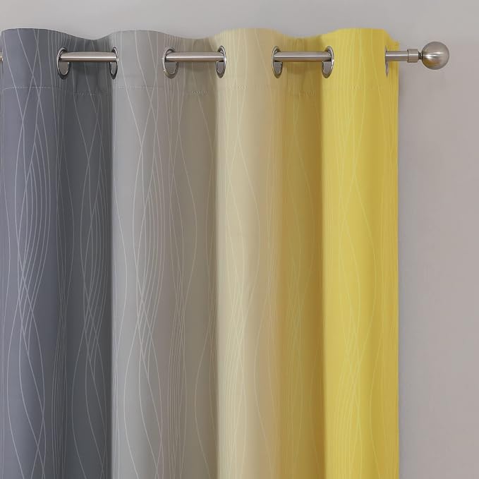 Gray and Yellow Ombre Blackout Curtains - Image 4