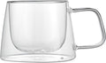 Restaurantware-Forma Professional 6.8 Ounce Double Wall Coffee Mugs, 12 Insulated Coffee Mugs With Handle - Dishwashable, Reusable, Clear Glass Beverage Cups, Freezable, For Hot Or Cold Beverages