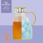 Glass Pitcher With Lid, 2 Liters Glass Pitchers With Handle And Lid, 68 oz Water Pitcher For Fridge, Tea Jug Carafe Jar For Hot/Cold Water Iced Juice Coffee Milk Fruit