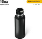 RTIC 16oz Journey Bottle Metal Stainless Steel Vacuum Insulated, BPA Free, Reusable, for Water, Hot and Cold Drinks, Travel, Sports, Camping, Black