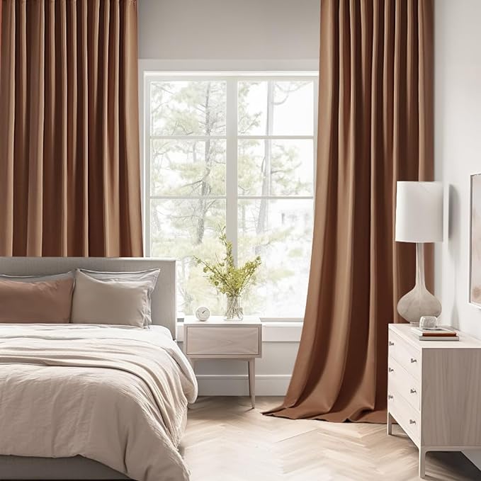 MIULEE Cappuccino Brown Back Tab Blackout Curtains 52x108 Inch 2 Panels Set | - Image 2