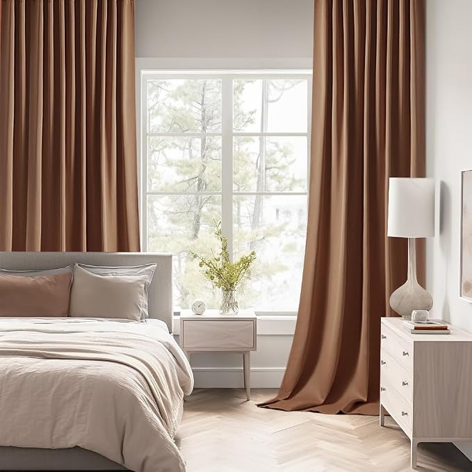 MIULEE Cappuccino Brown Back Tab Blackout Curtains 52x120 Inch 2 Panels Set | - Image 2