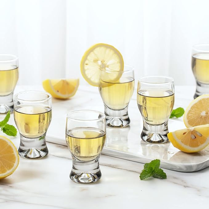 M&N HOME 6-Pack Shot Glass Set, 2-Ounce Shot Glasses, Christmas Shot Glasses - Smoky Grey Set